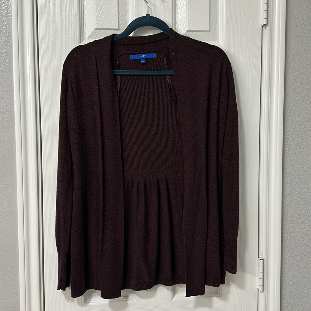Purple open front cardigan